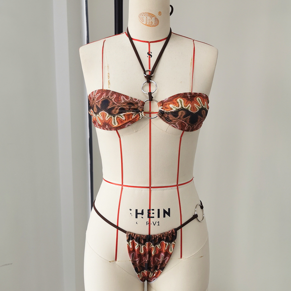 Halter Bandeau Bikini with Ruffled Skirt Set view 12