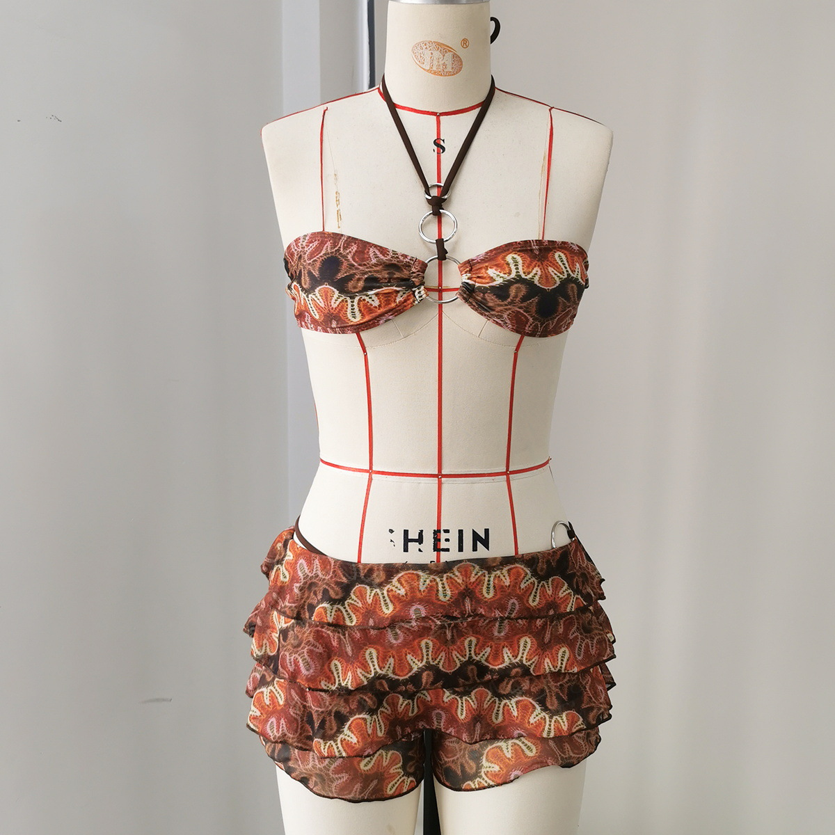 Halter Bandeau Bikini with Ruffled Skirt Set view 14
