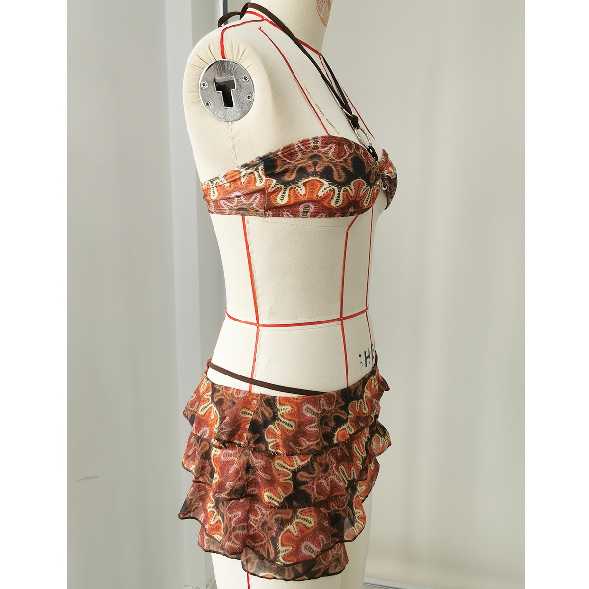 Halter Bandeau Bikini with Ruffled Skirt Set view 15