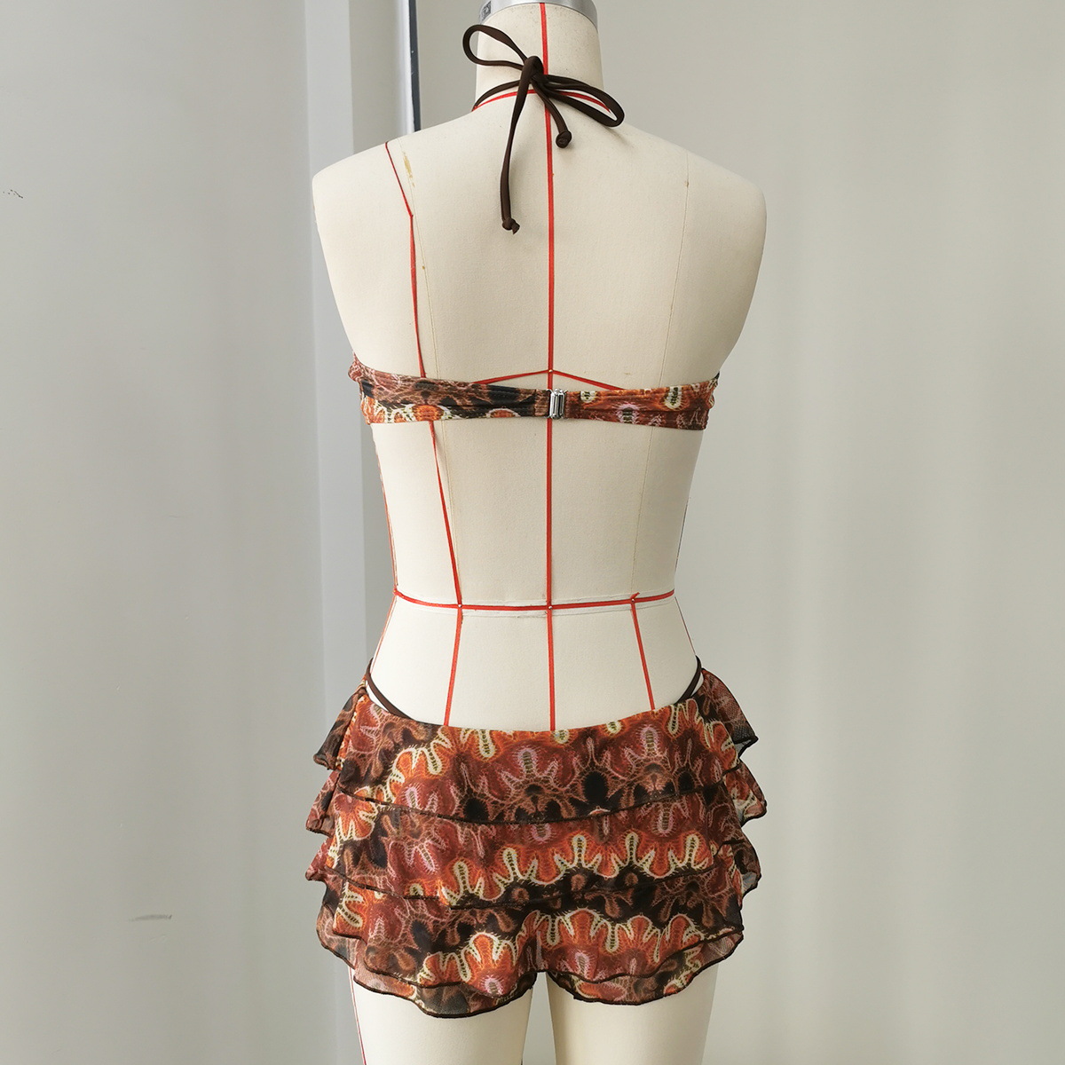 Halter Bandeau Bikini with Ruffled Skirt Set view 16