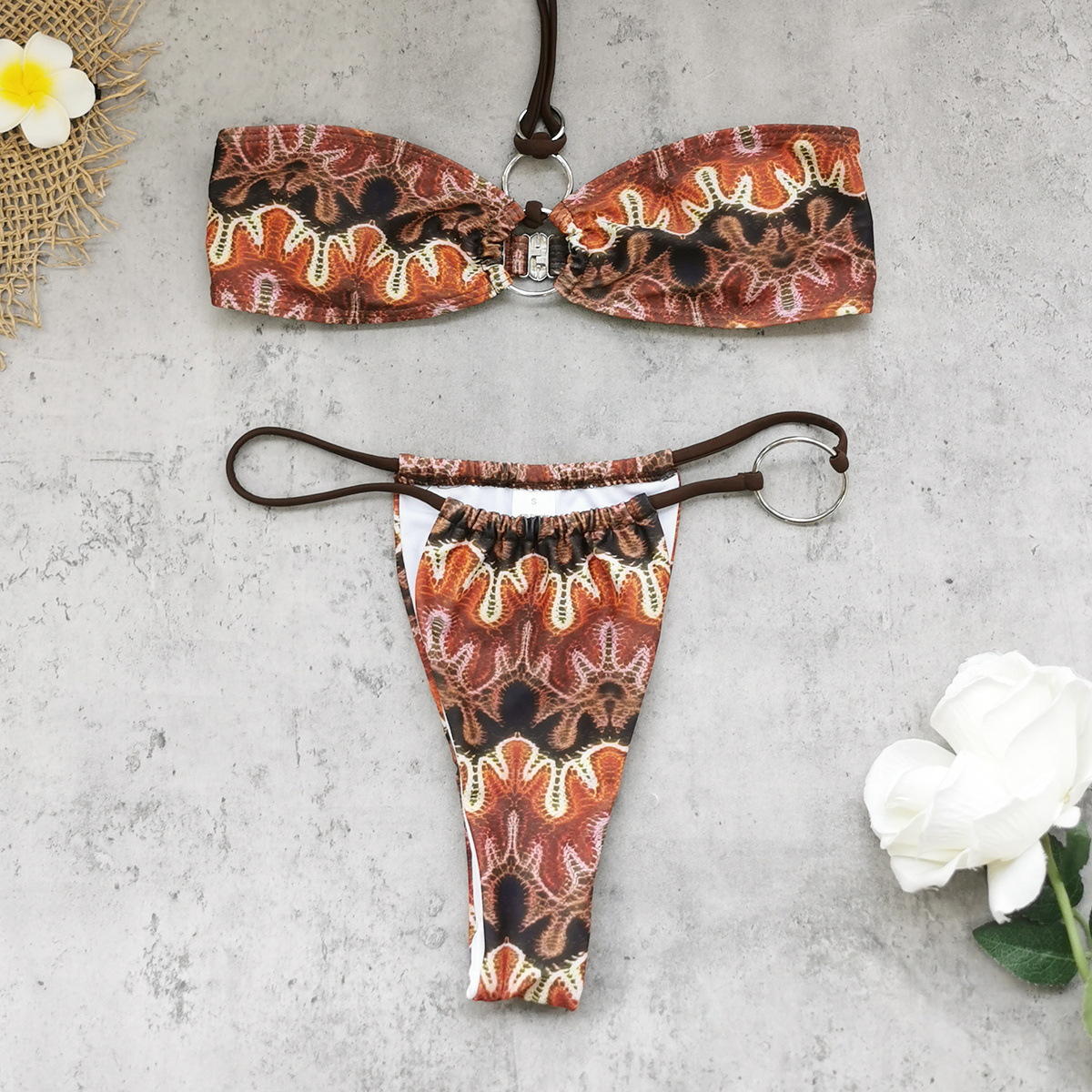 Halter Bandeau Bikini with Ruffled Skirt Set view 8