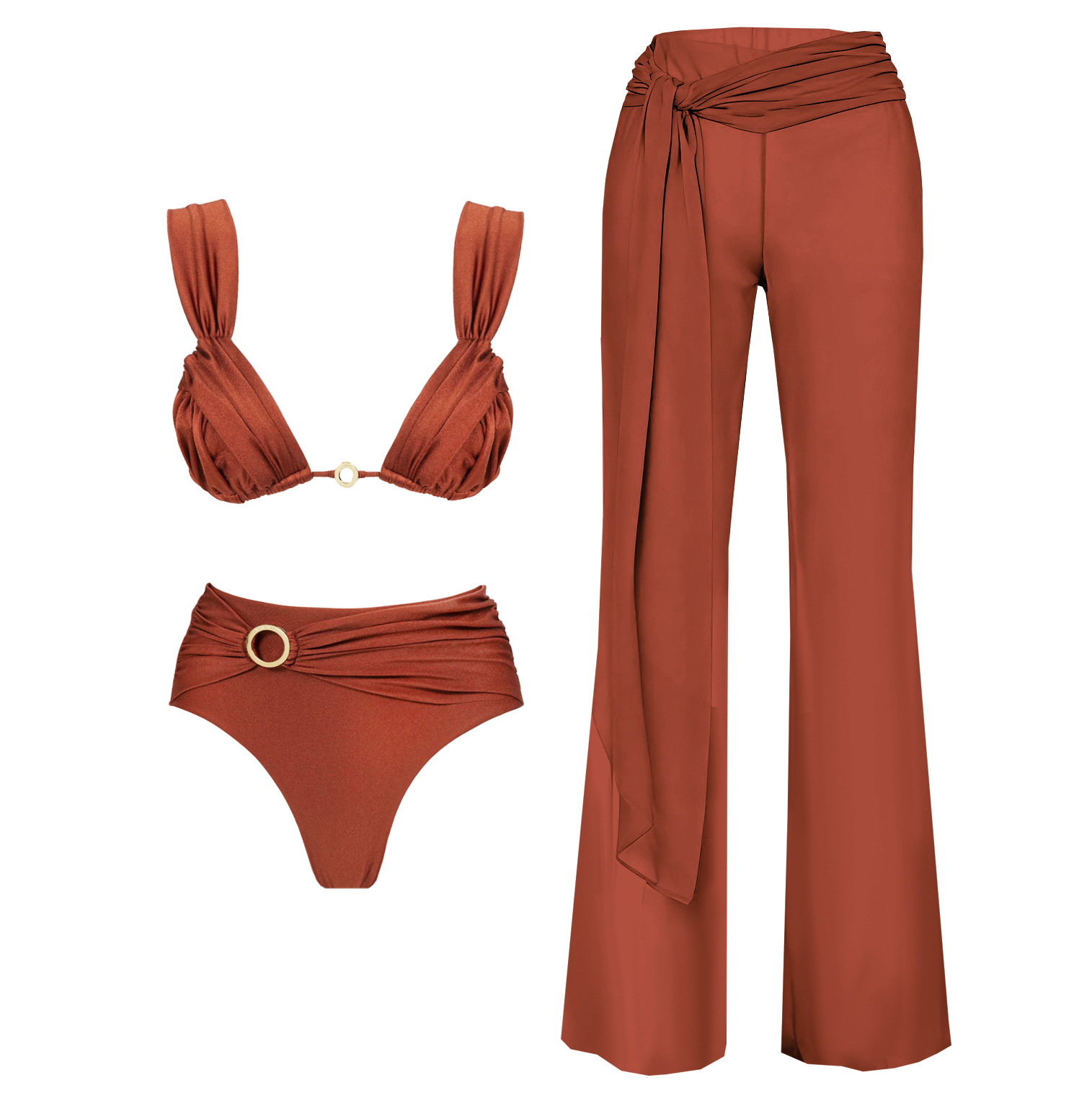 Women's Tie-Waist Wide-Leg Beach Pants