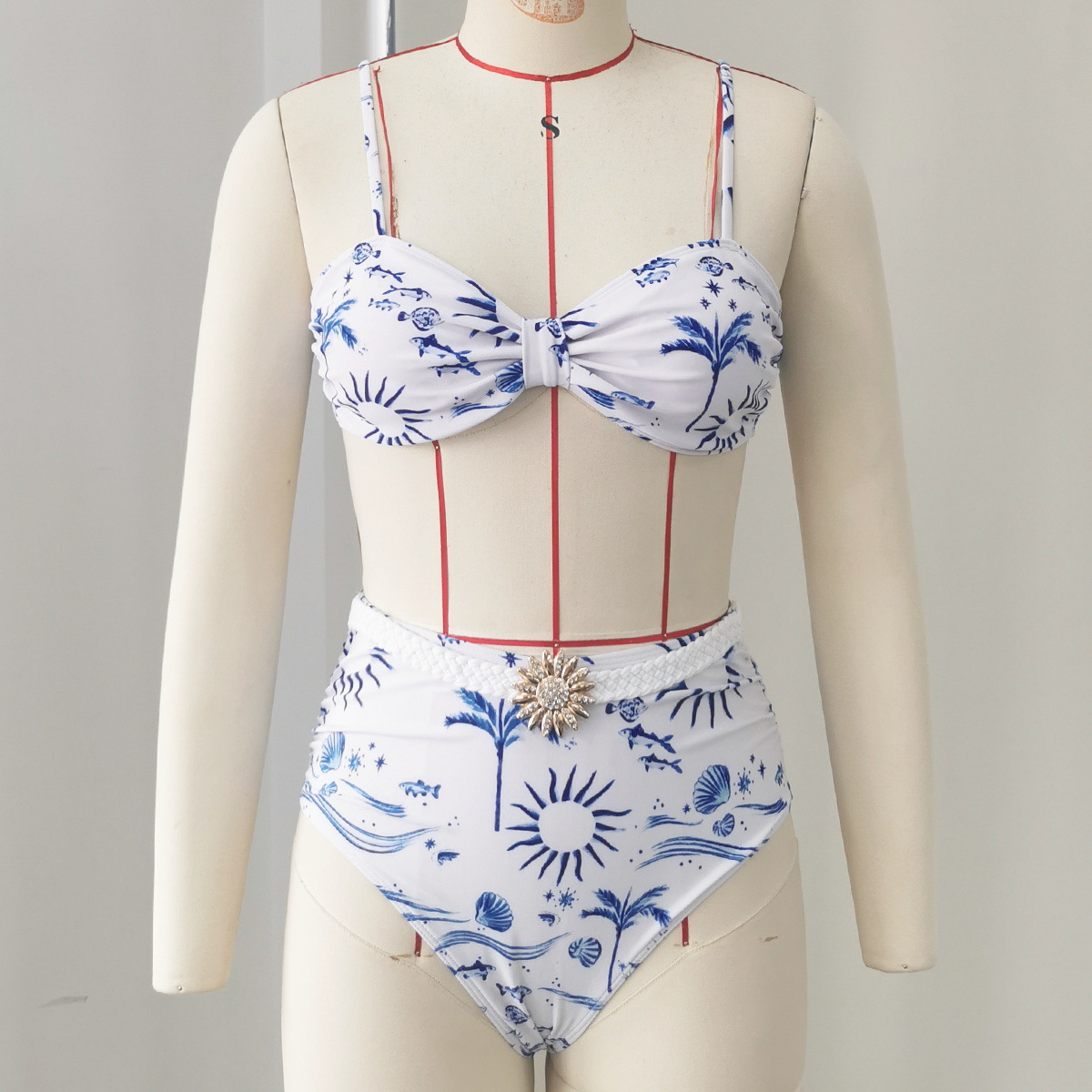 Two-Piece Twist Front Bikini Set with High-Waist Bottom view 8
