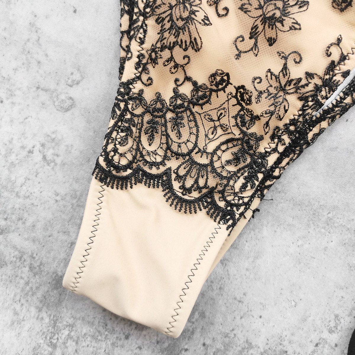 Black Lace Triangle Halter Bikini Set with Tie-Side Bottoms