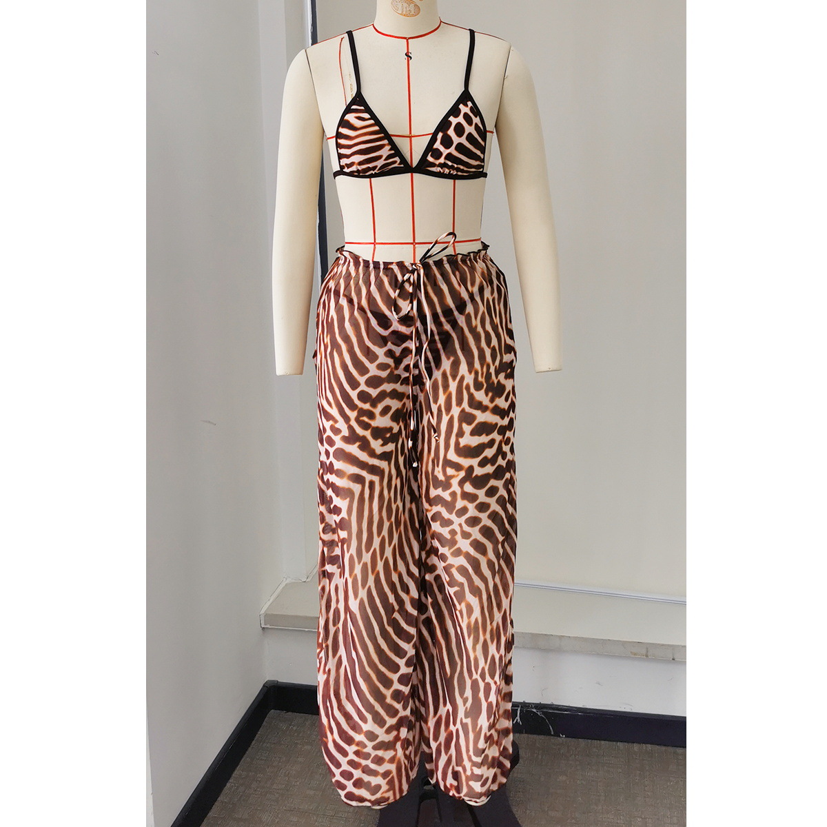 Wide Leg Drawstring Waist Trousers