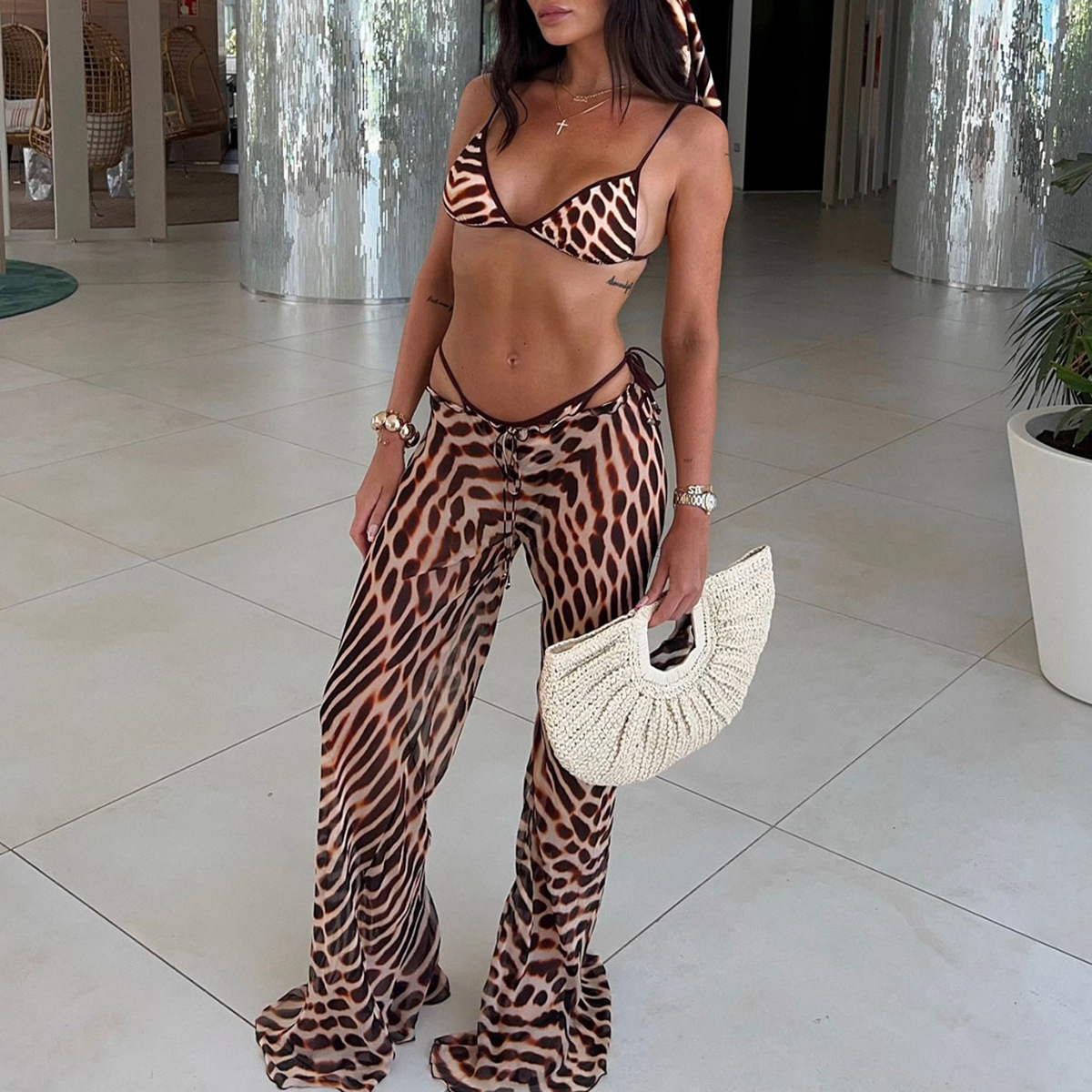 Wide Leg Drawstring Waist Trousers