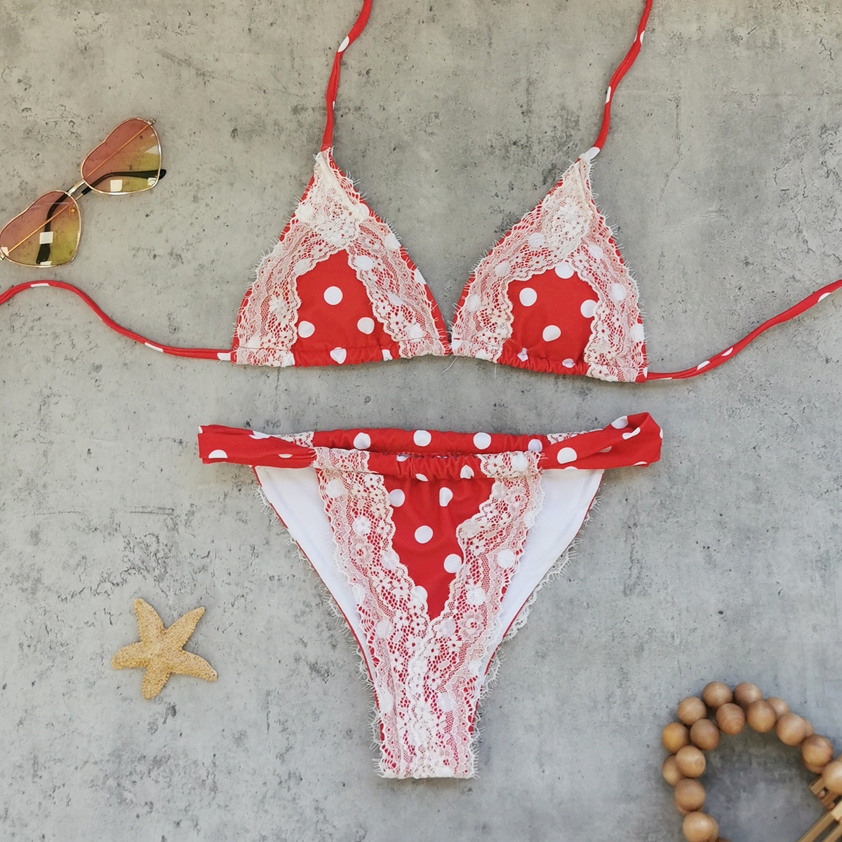 Two-Piece Triangle Bikini Set with Halter Neck and Side-Tie Bottoms view 6