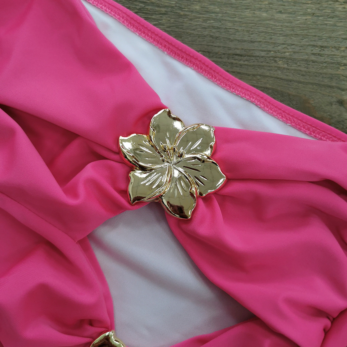 Cutout Ruched Mini Swim Skirt with Applique
