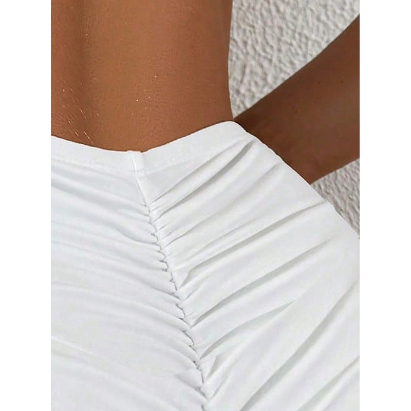 V-Front Ruched Back Bikini Bottom with High-Cut Leg view 7