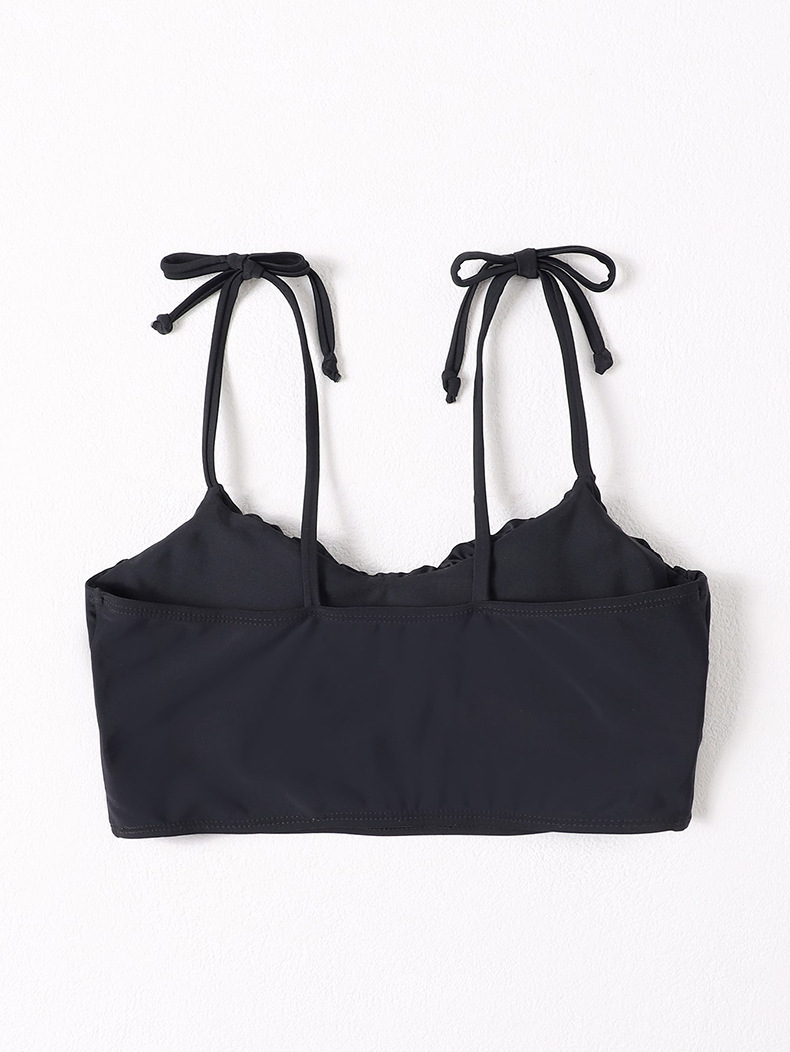 Women’s Tie Strap Ruched Longline Bikini Top