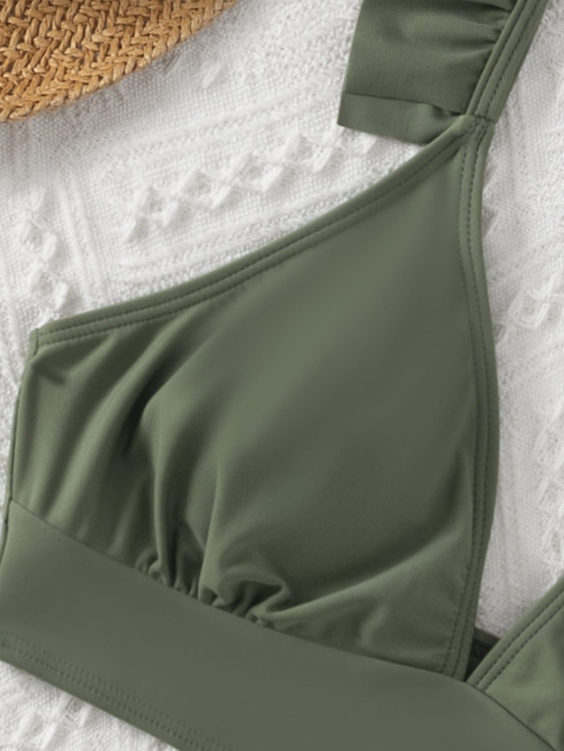 Ruffle Strap Triangle Bikini Top view 10