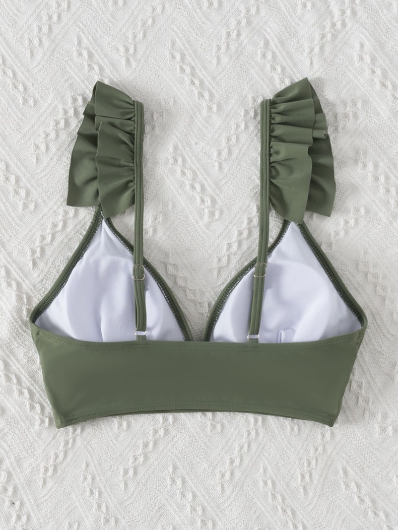 Ruffle Strap Triangle Bikini Top view 9