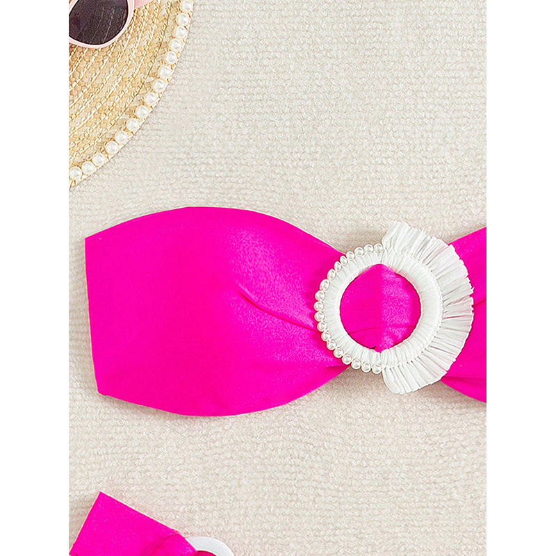 Bandeau Bikini Top with Ring Detail and Tie Back view 3