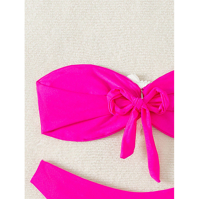 Bandeau Bikini Top with Ring Detail and Tie Back view 4