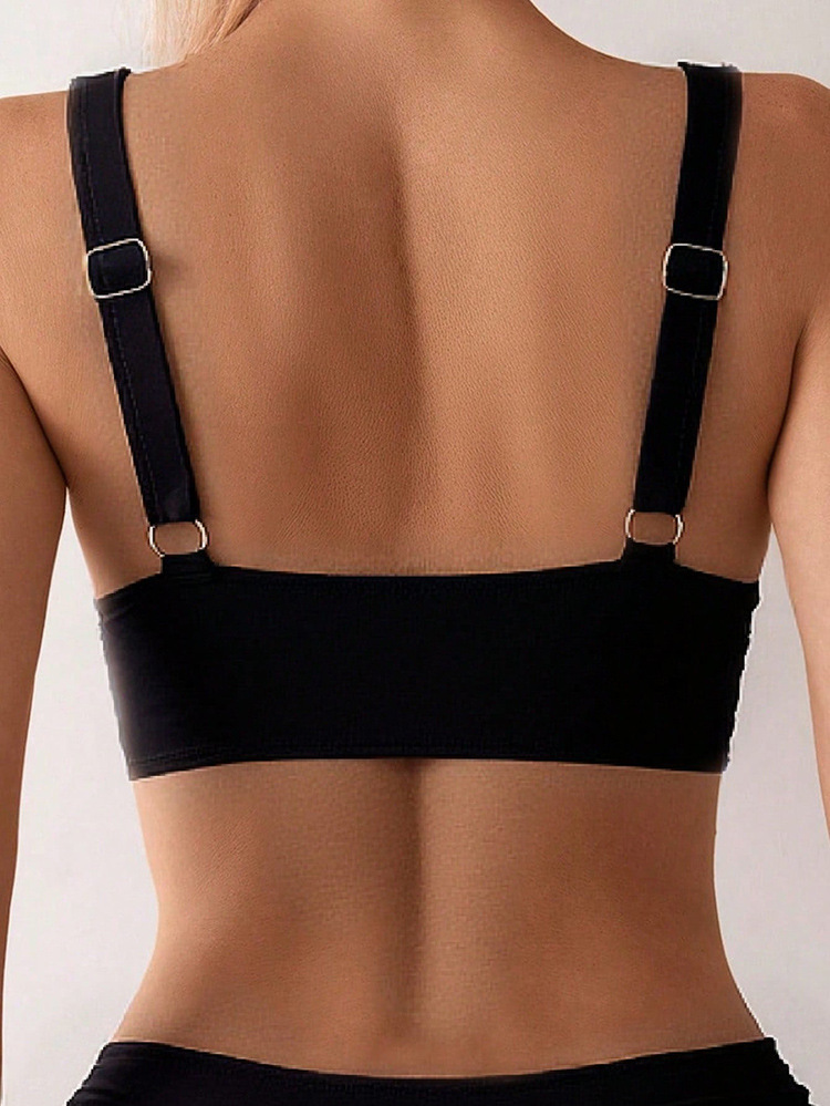 Wrap Front V-Neck Bikini Top with Adjustable Straps view 3