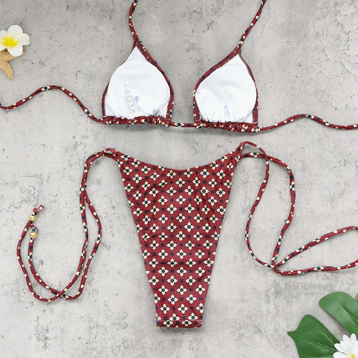 Halter Bikini Top with Sliding Triangle Cups and Tie Back