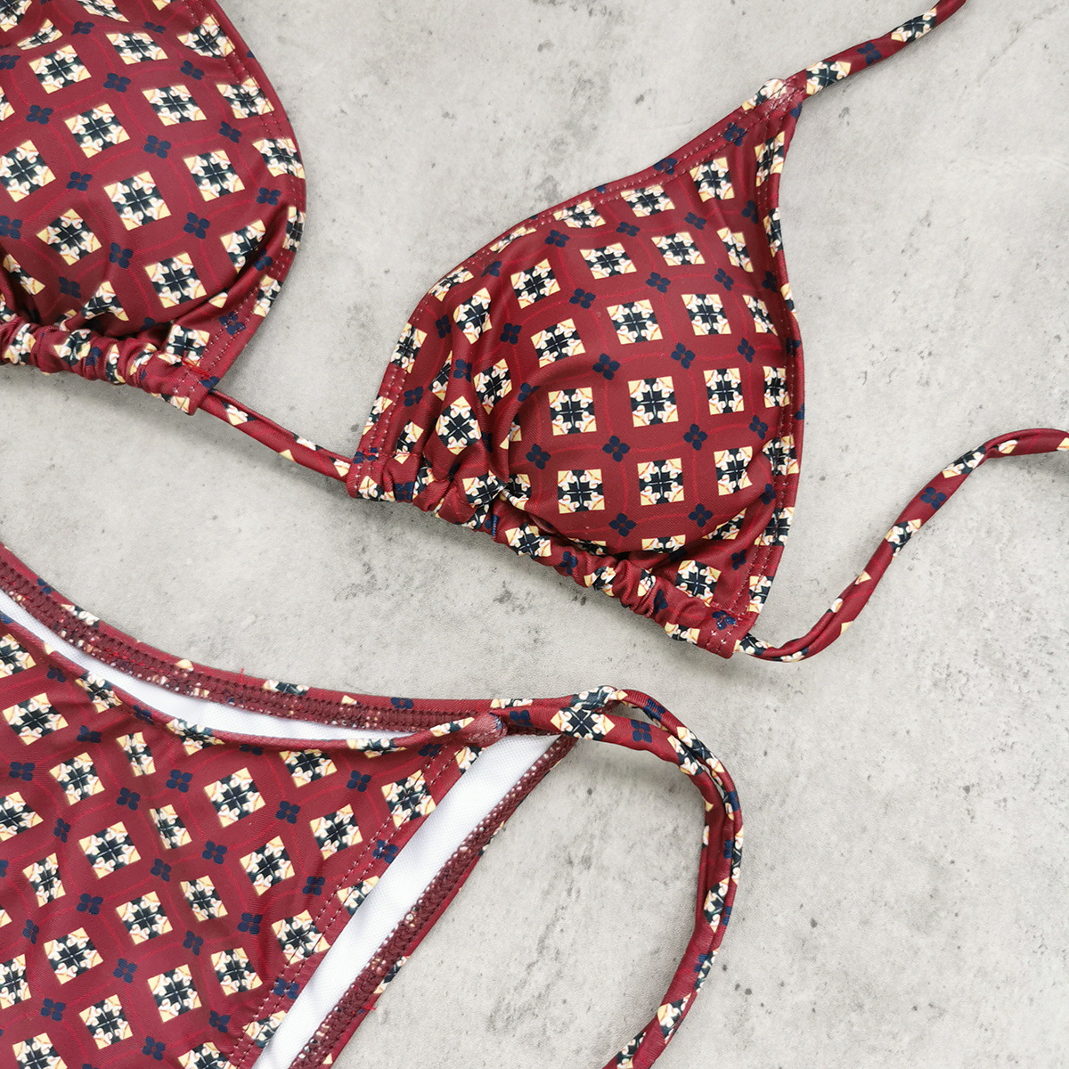 Halter Bikini Top with Sliding Triangle Cups and Tie Back