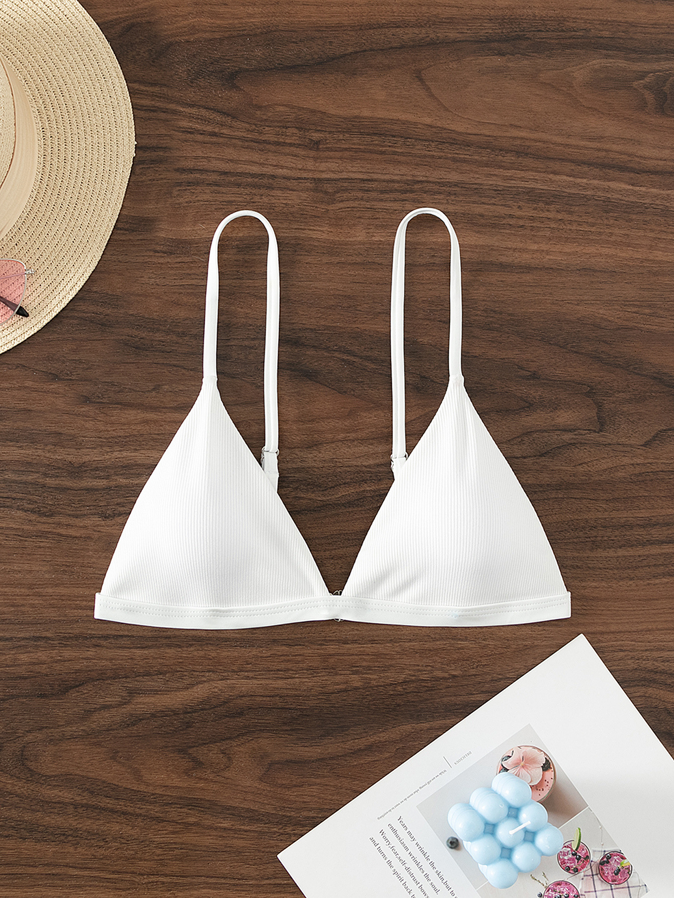 Women's Triangle Bikini Top with Adjustable Spaghetti Straps and Back Clasp view 10