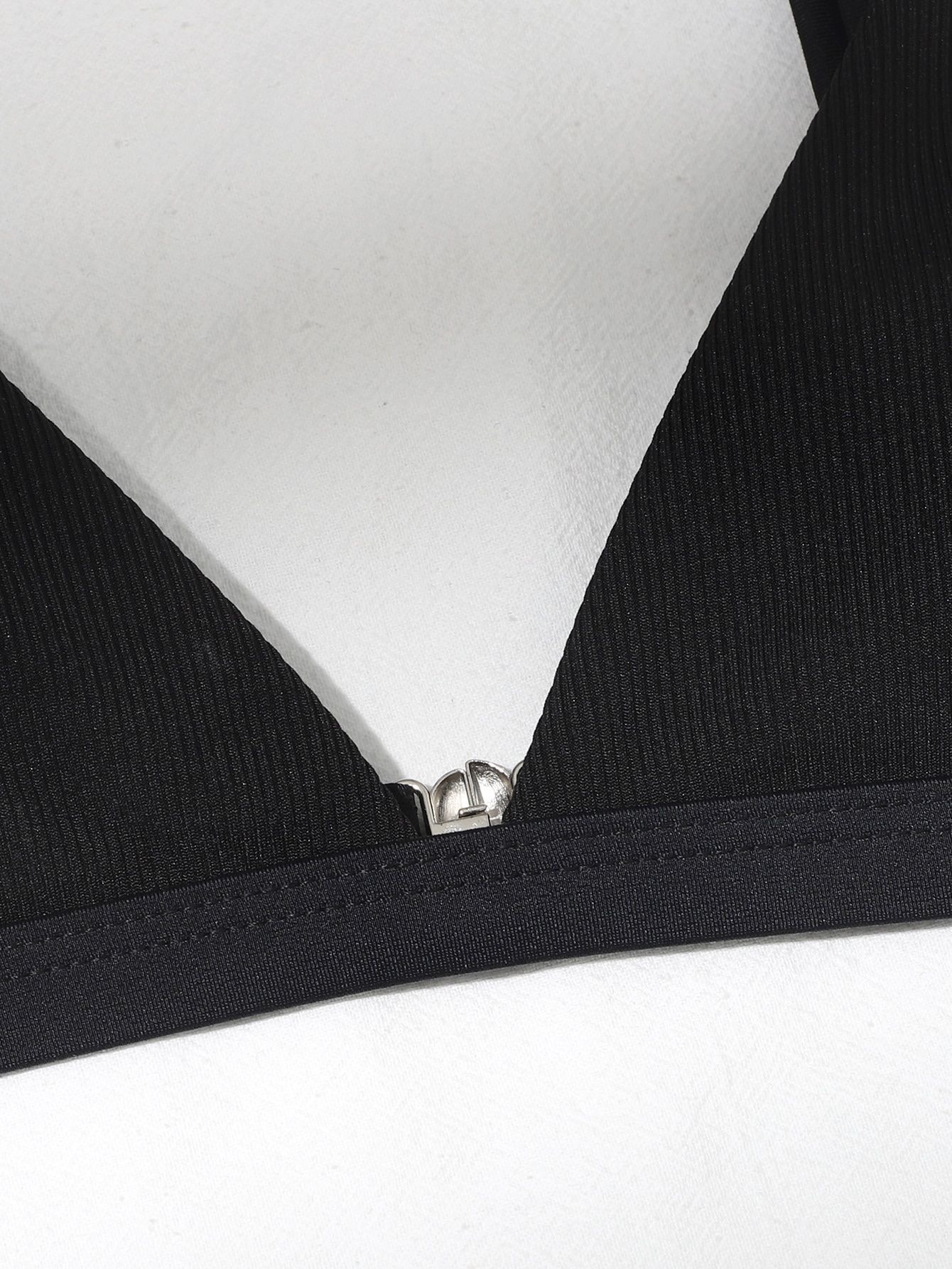 Women's Triangle Bikini Top with Adjustable Spaghetti Straps and Back Clasp view 12
