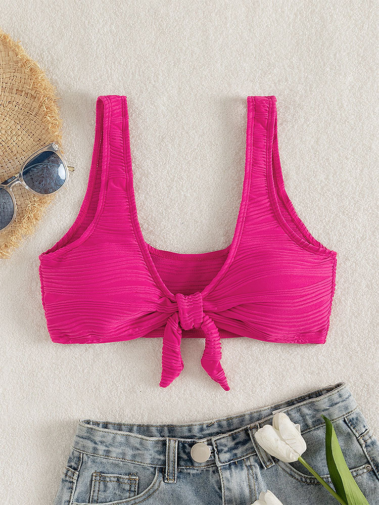 Ribbed Knot Front Bikini Top