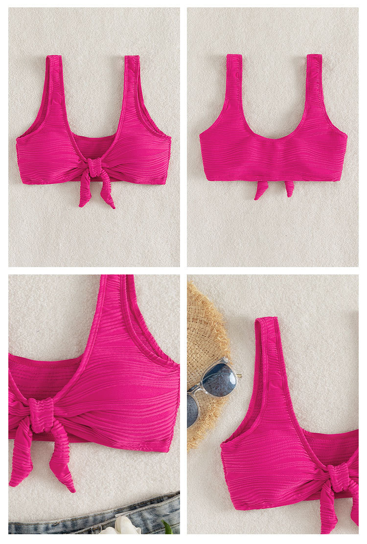Ribbed Knot Front Bikini Top