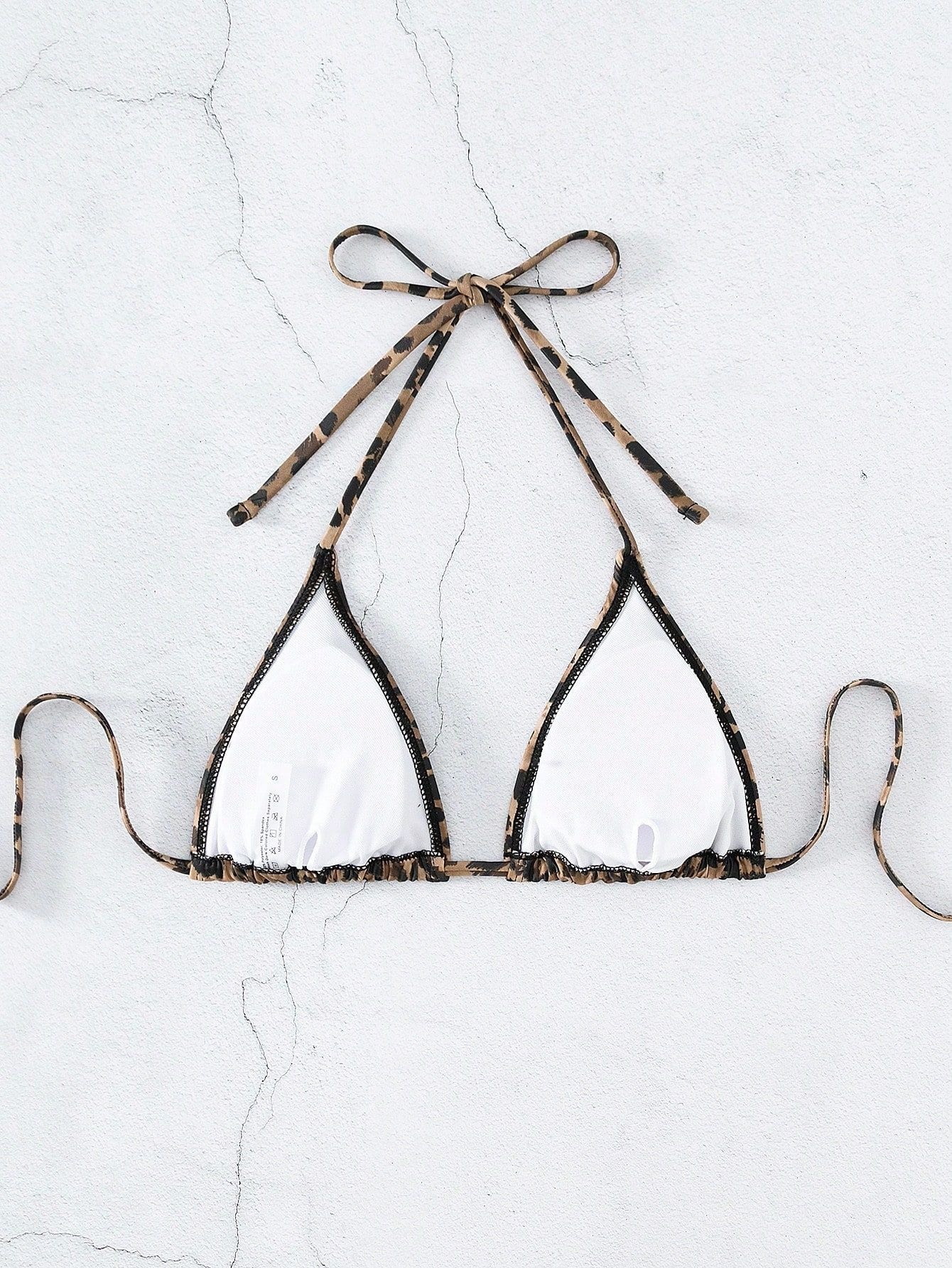 Leopard Print Halter Triangle Bikini Top