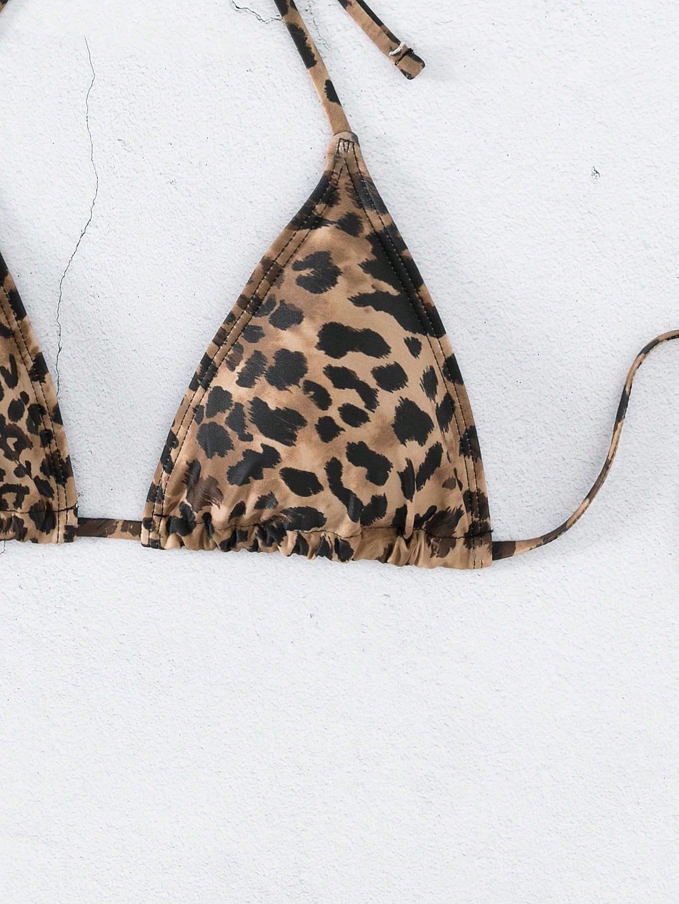 Leopard Print Halter Triangle Bikini Top