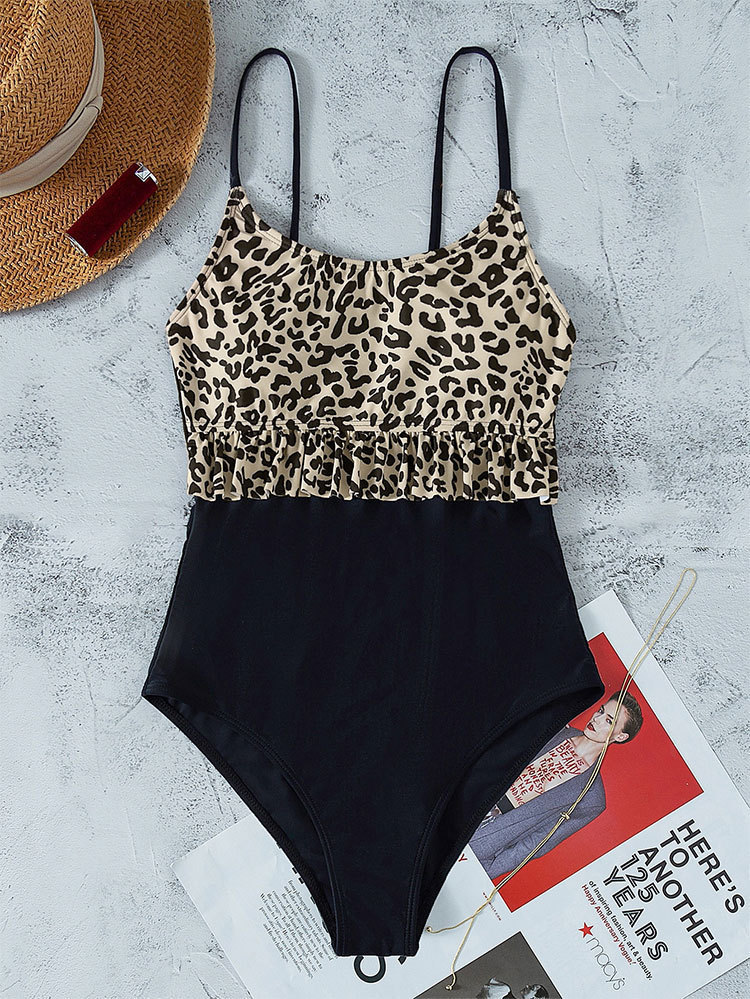 Women's Ruffle Hem One Piece Swimsuit With Adjustable Straps view 11