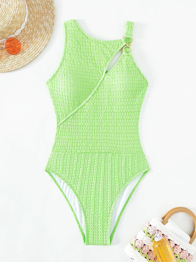Women's Asymmetric Keyhole Ring Strap One-Piece Swimsuit view 6