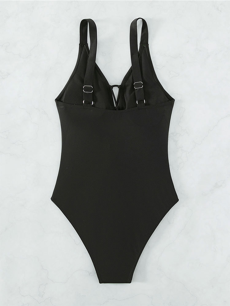 Women's Lace-Up Plunge One-Piece Swimsuit with Adjustable Straps view 4