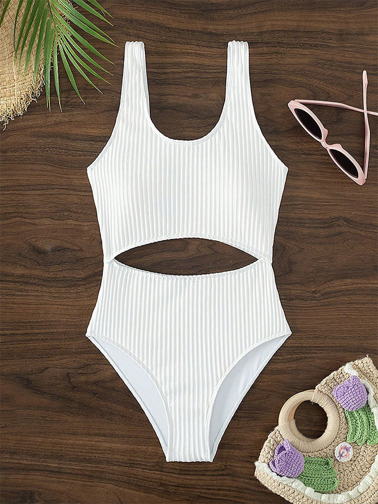 Women’s Scoop Neck Midriff Cutout One Piece Swimsuit