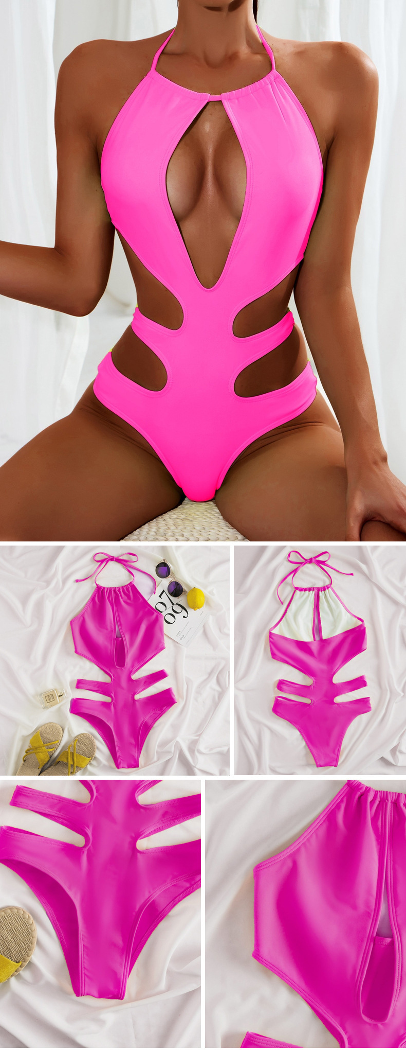 Women's Halter Neck Cutout One-Piece Swimsuit view 11
