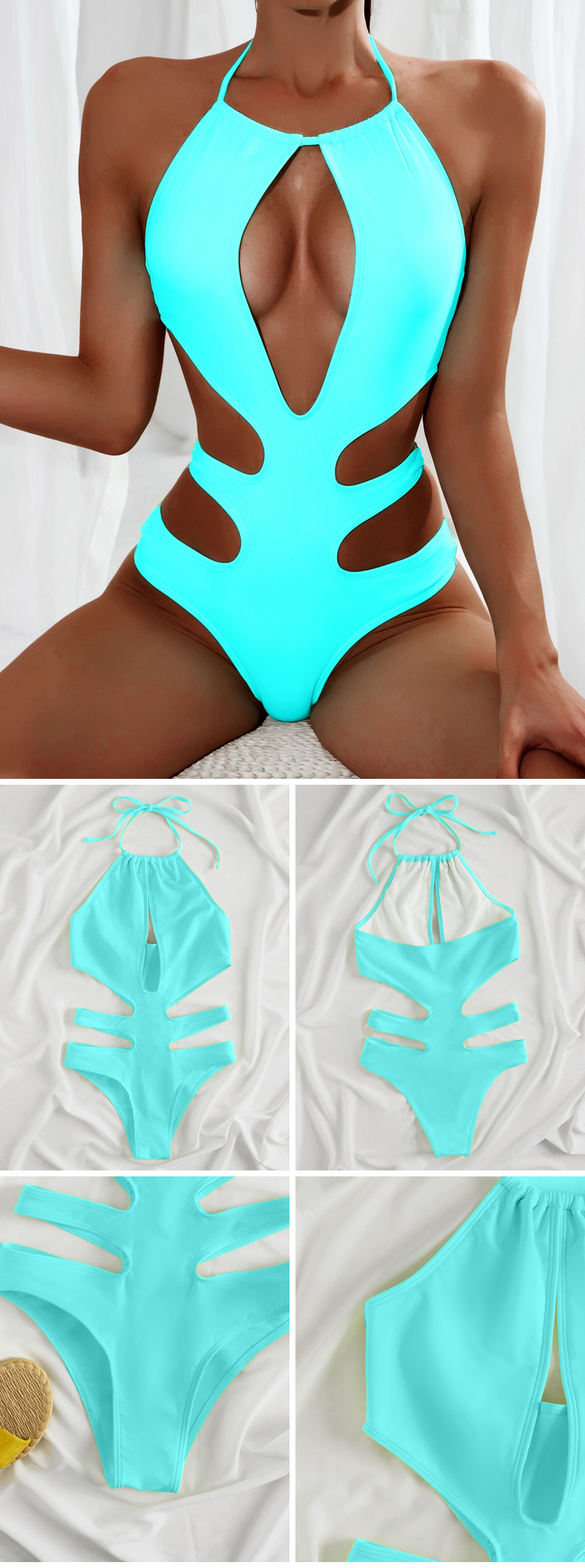 Women's Halter Neck Cutout One-Piece Swimsuit view 9