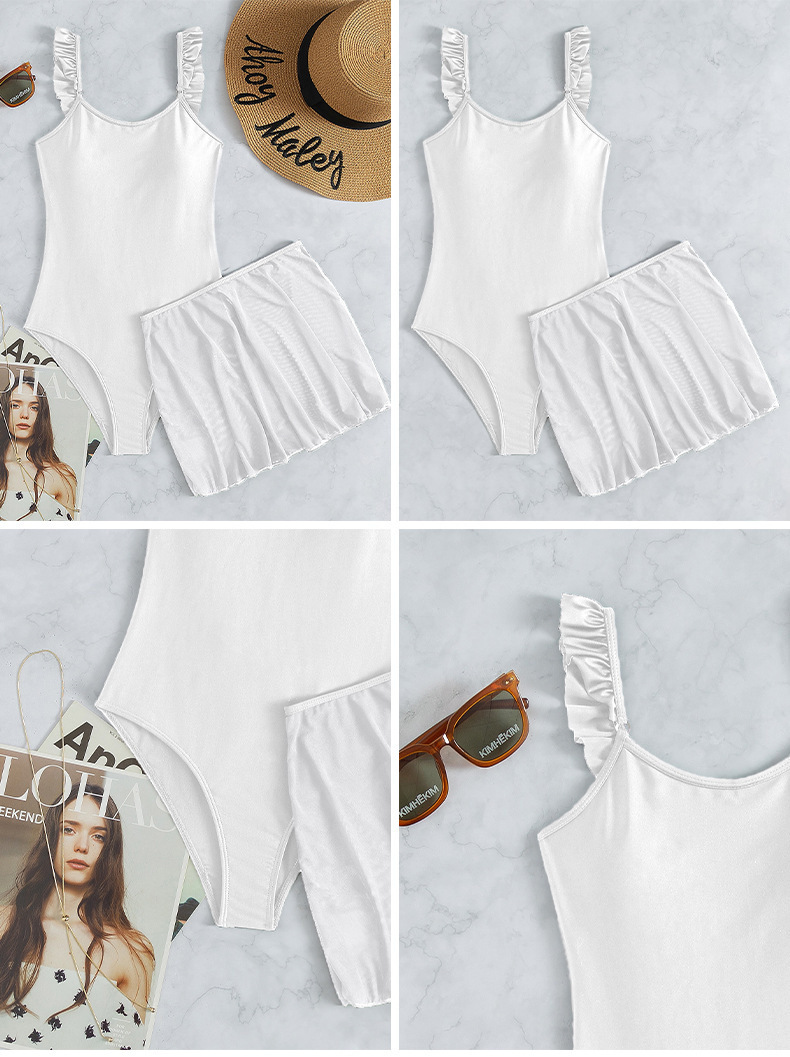 Ruffled Strap Skirted One-Piece Swimsuit view 16