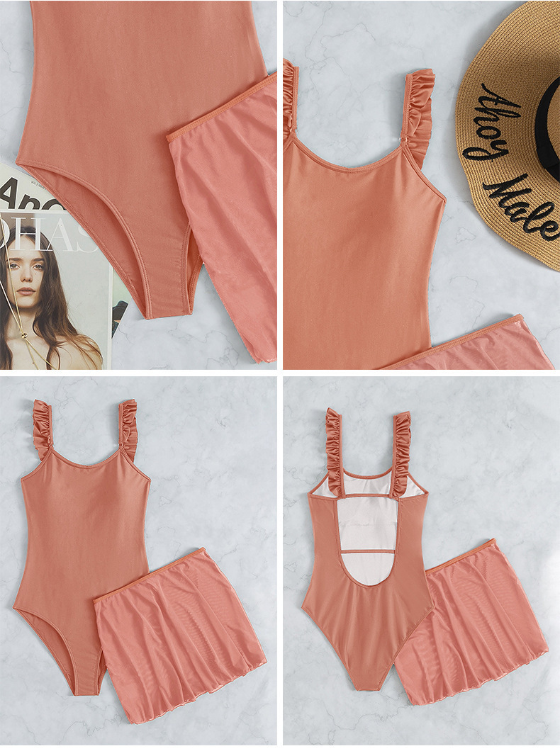 Ruffled Strap Skirted One-Piece Swimsuit view 17