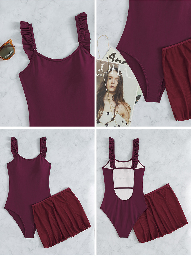 Ruffled Strap Skirted One-Piece Swimsuit view 19