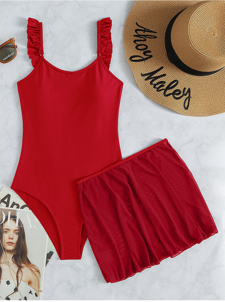 Ruffled Strap Skirted One-Piece Swimsuit view 22