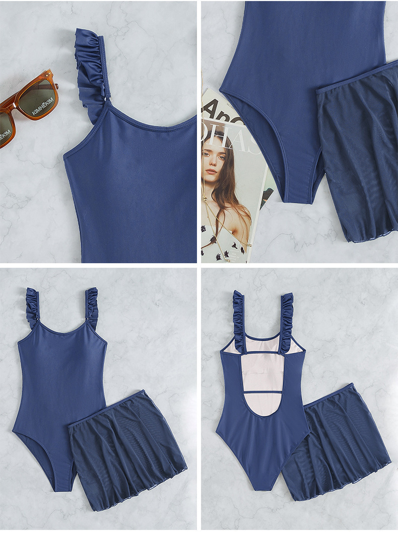 Ruffled Strap Skirted One-Piece Swimsuit view 25