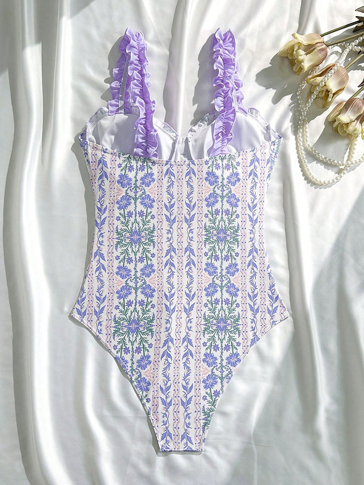Ruffled Strap Sweetheart Neckline One-Piece Swimsuit view 5