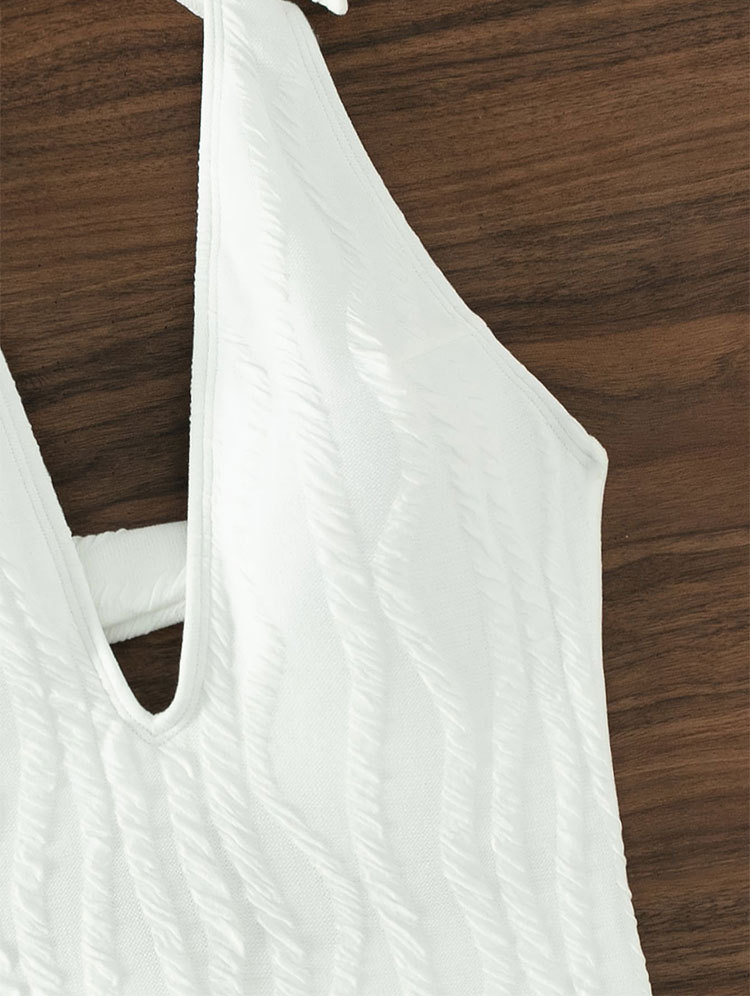 Halter Neck Plunge One-Piece Swimsuit with Open Back view 5