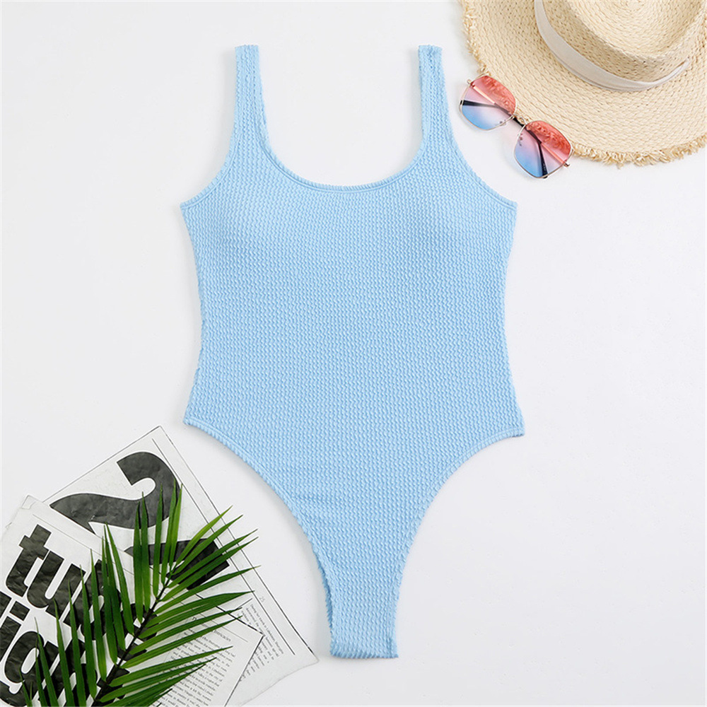 Square Neck Wide Strap High Cut One-Piece Swimsuit view 11