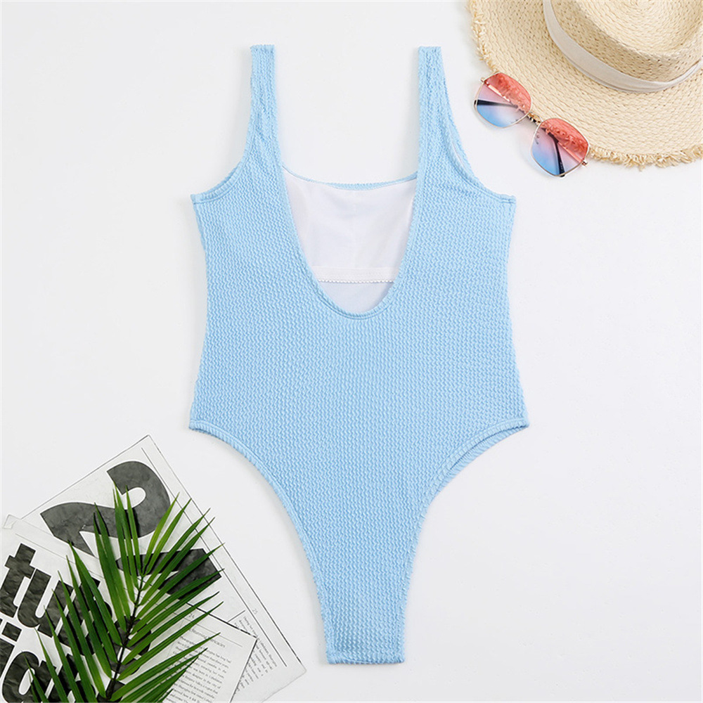 Square Neck Wide Strap High Cut One-Piece Swimsuit view 12