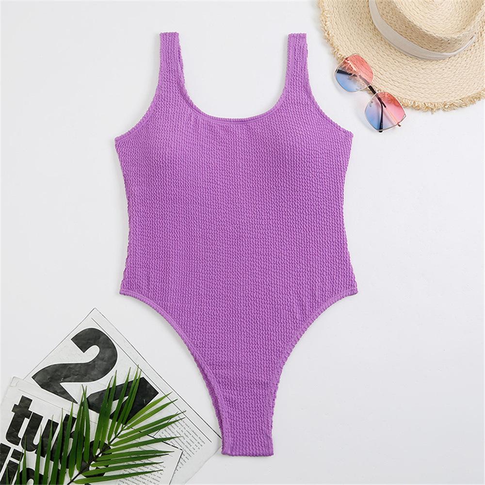 Square Neck Wide Strap High Cut One-Piece Swimsuit