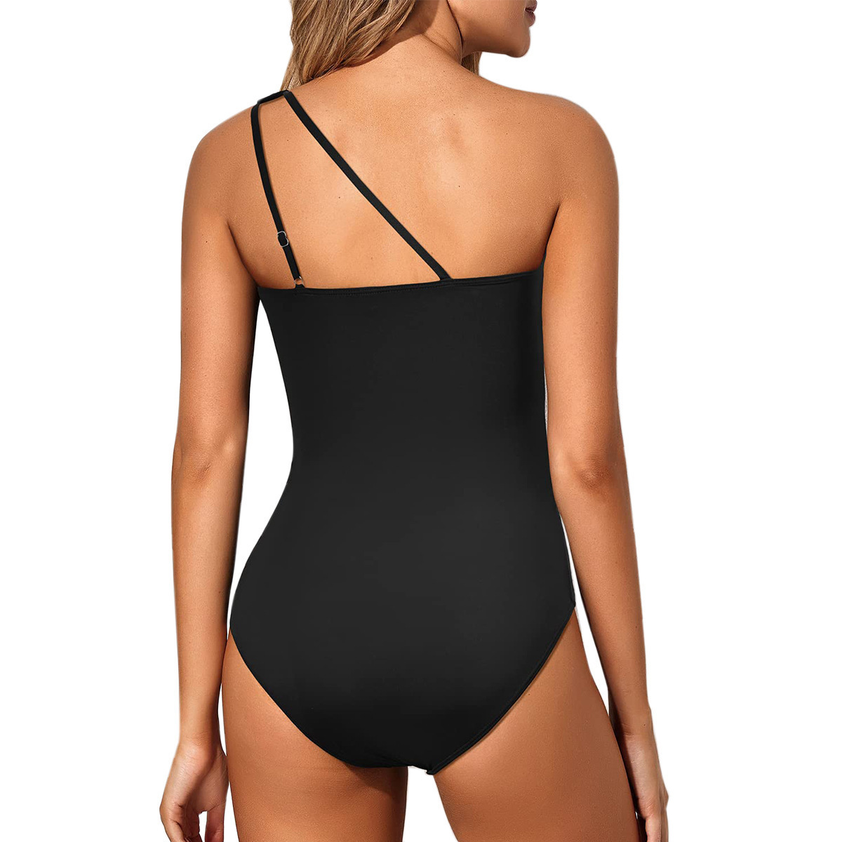 One-Shoulder Ruched One-Piece Swimsuit with Cutout view 9