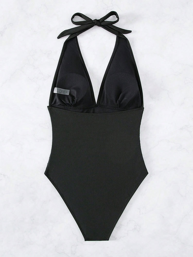 Halter V-Neck Ruched One-Piece Swimsuit view 13