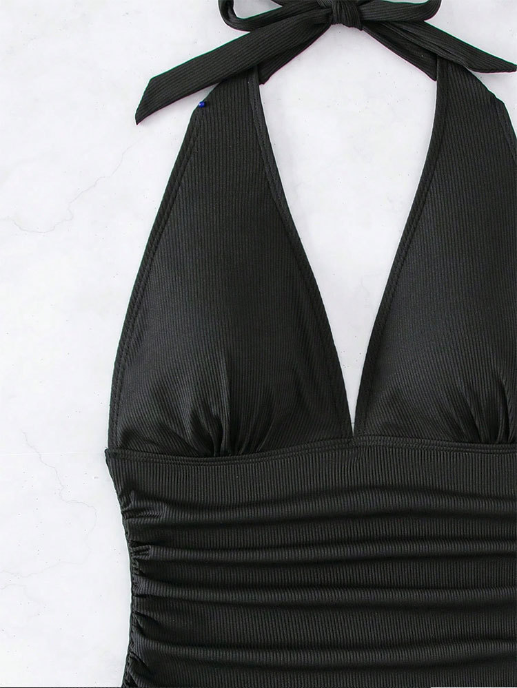 Halter V-Neck Ruched One-Piece Swimsuit view 14