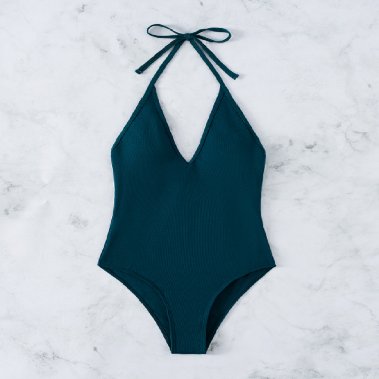 Women's Halter V-Neck One-Piece Swimsuit view 6