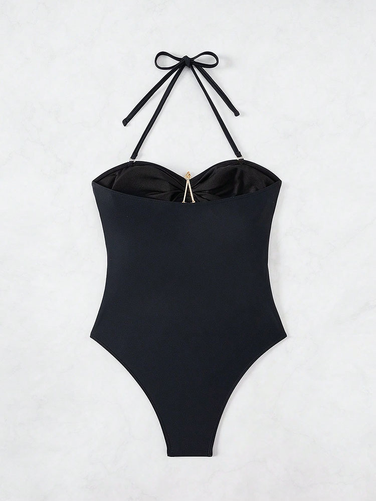 Strapless One-Piece Swimsuit with Cutout Details view 3