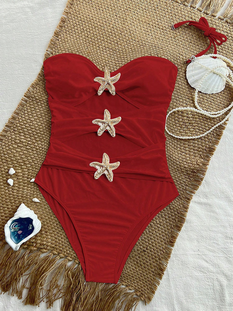 Strapless One-Piece Swimsuit with Cutout Details view 5