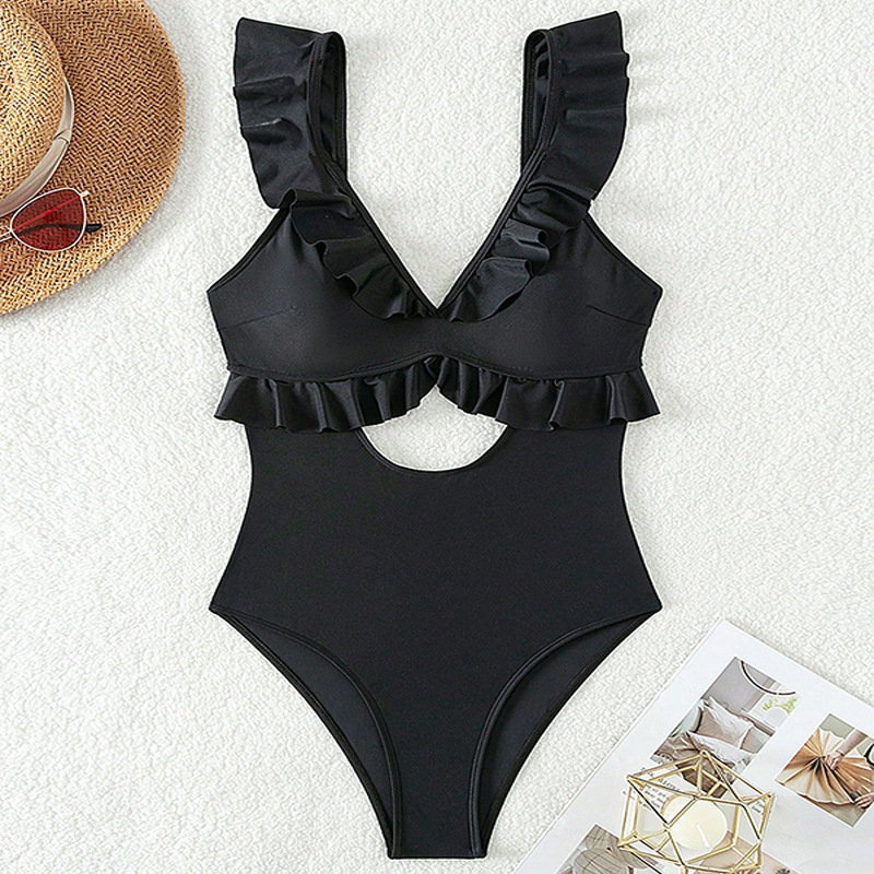 Ruffled Cutout Backless One-Piece Swimsuit view 4
